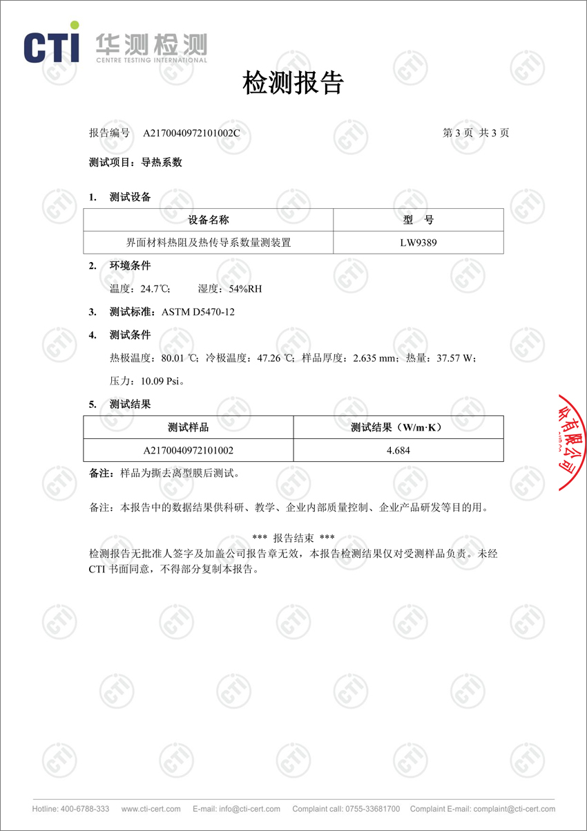 導(dǎo)熱硅膠片實際導(dǎo)熱系數(shù)結(jié)果